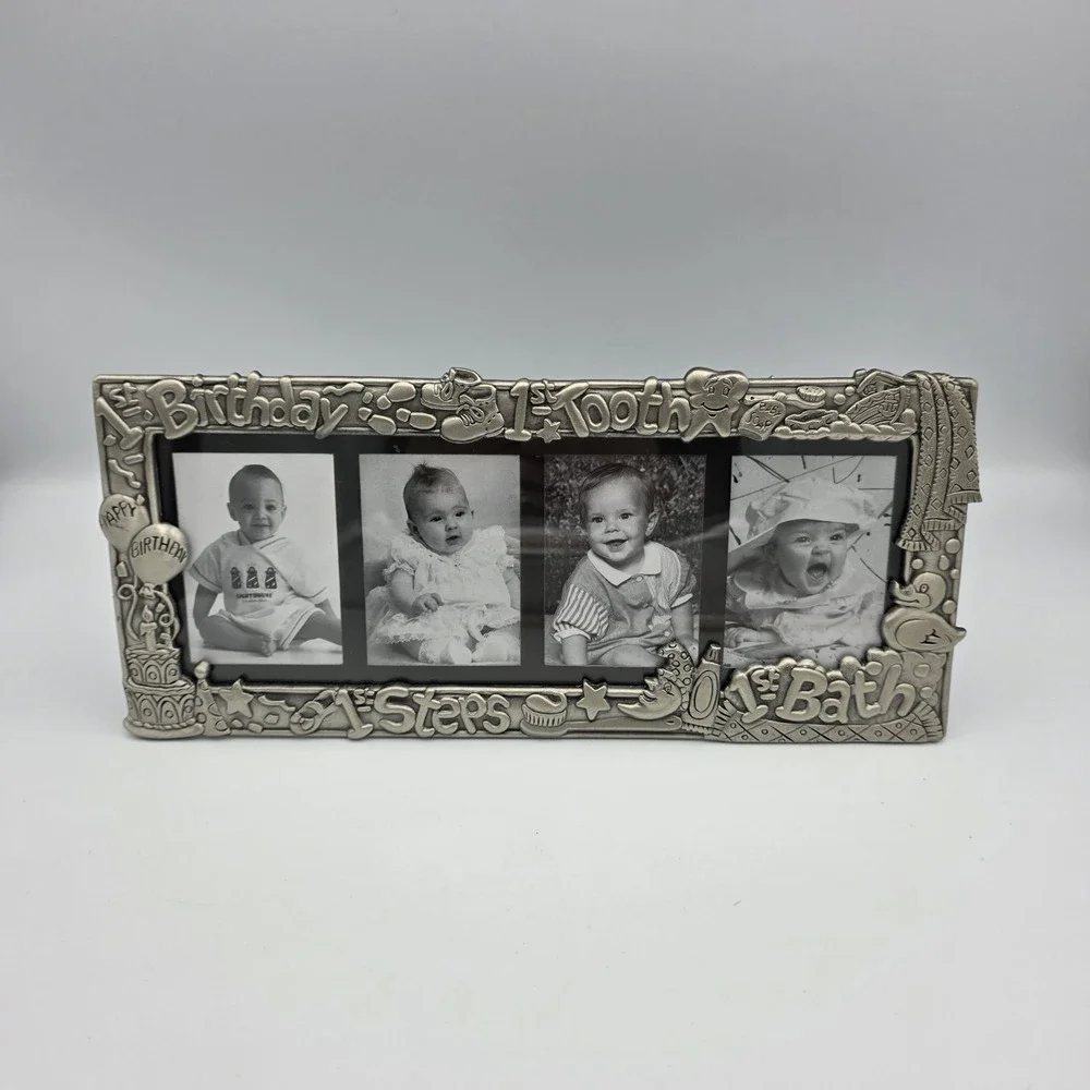 New Vtg 1997 Royal Limited Silver Baby Panoramic Photo Picture Frame #121570